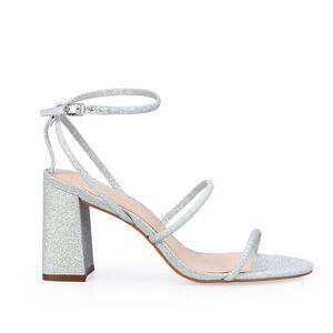 SANDÁLIA SALTO BLOCO PRATEADA GLITTER