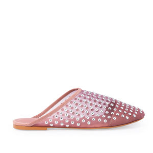 MULE ROSA MALVA TELA NOBUCK TACHAS