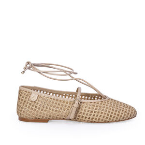 SAPATILHA NUDE SEDA TRAMADO AMARRA&Ccedil;&Atilde;O