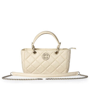 BOLSA TOTE BEGE VANILLA DE COURO MATELASSÊ