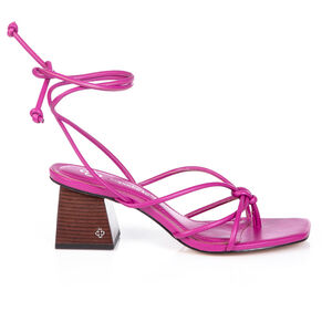 SANDÁLIA SALTO BLOCO ROSA JASMIN AMARRAÇÃO