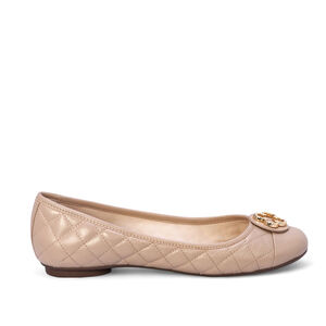 SAPATILHA CATHERINE COURO NUDE SEDA MATELASS&Ecirc;