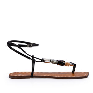 SAND&Aacute;LIA RASTEIRA PRETA DE COURO