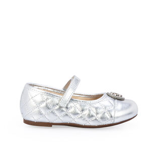 SAPATILHA BEB&Ecirc; DE COURO PRATA CATHERINE