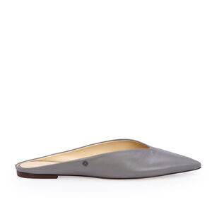 MULE BICO FINO CINZA CARBONO DE COURO