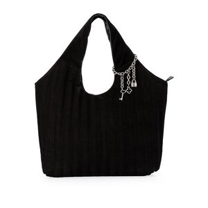 BOLSA SHOPPER PRETA DE COURO SUEDE MATELASS&Ecirc;