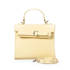 BOLSA PEQUENA CREME BRULLE DE COURO TOTE