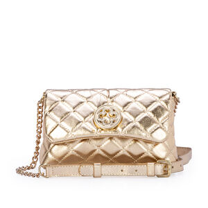BOLSA PEQUENA DOURADA DE COURO MATELASS&Ecirc; SHOULDER BAG