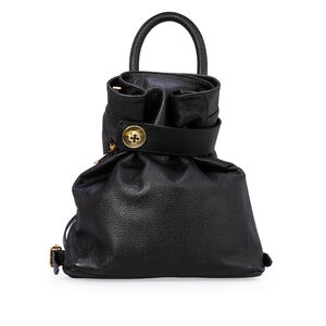 MOCHILA FEMININA BUCKET PRETA DE COURO