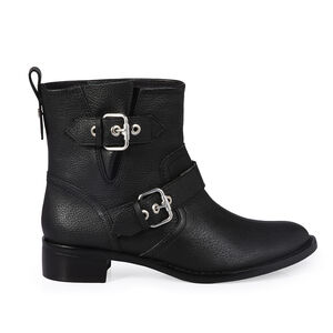 BOTA PRETA DE COURO COM FIVELAS