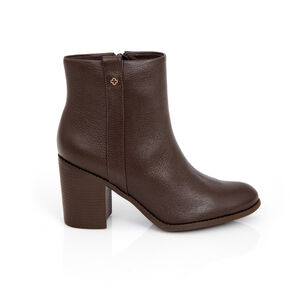 BOTA SALTO BLOCO MARROM DE COURO