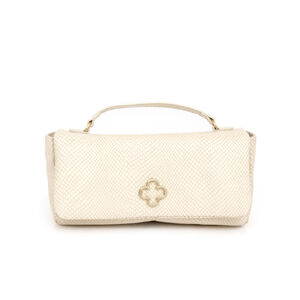 BOLSA SHOULDER BAG BEGE VANILLA DE COURO ALÇA CORRENTE