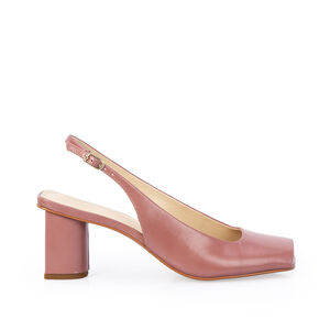 PEEP TOE ROSA MALVA DE COURO SALTO BLOCO