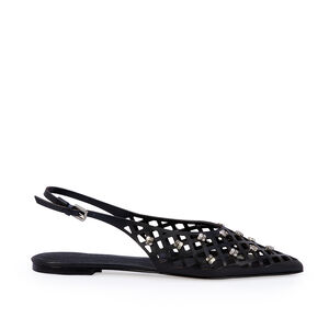 SAPATILHA SLINGBACK PRETA DE COURO