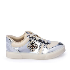 T&Ecirc;NIS INFANTIL PRATEADO METALIZADO AMARRA&Ccedil;&Atilde;O