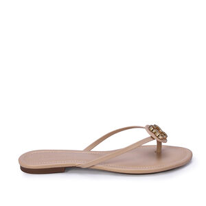 CHINELO RASTEIRA NUDE SEDA DE COURO