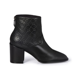 BOTA CANO CURTO PRETA DE COURO MONOGRAMA