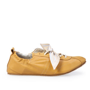 TÊNIS FEMININO BEGE SAVANA COURO AMARRAÇÃO SNEAKERS + LENÇO
