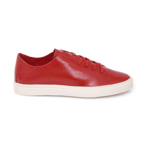 TÊNIS FEMININO DE COURO VERMELHO MERLOT VERNIZ AMARRAÇÃO