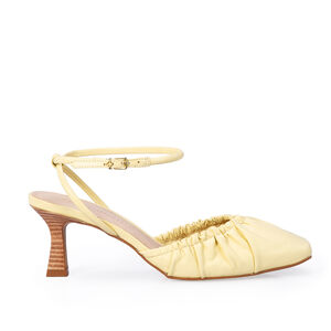 SCARPIN SLINGBACK CREME BRULLE DE COURO ELÁSTICO