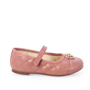 SAPATILHA ROSA BEB&Ecirc; DE COURO