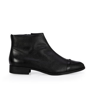 BOTA PRETA SALTO BAIXO COURO CANO CURTO