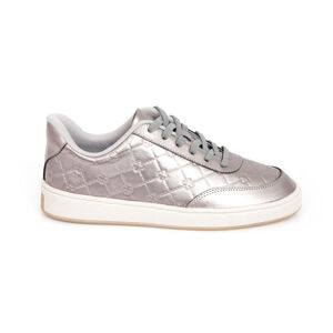 TÊNIS FEMININO DE COURO CINZA PEWTER MONOGRAMA