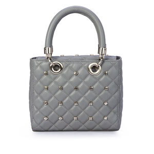 BOLSA CINZA CARBONO DE COURO MATELASS&Ecirc; TOTE