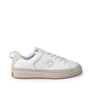 TÊNIS FEMININO BRANCO E MARFIM DE COURO AMARRAÇÃO