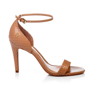 SANDÁLIA BEGE SALTO FINO DE COURO PITONE