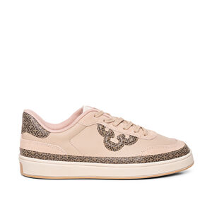 TÊNIS FEMININO NUDE SEDA DE COURO MONOGRAMA AMARRAÇÃO