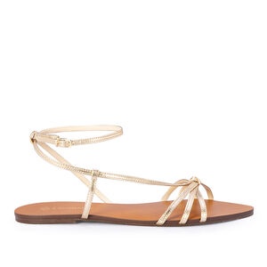 SANDÁLIA RASTEIRA COURO OURO CHIARO