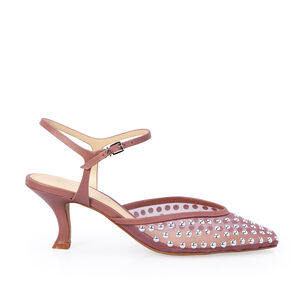 SCARPIN SALTO M&Eacute;DIO ROSA MALVA TACHAS