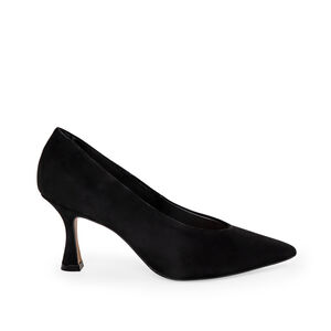 SCARPIN SALTO MÉDIO PRETO DE COURO NOBUCK