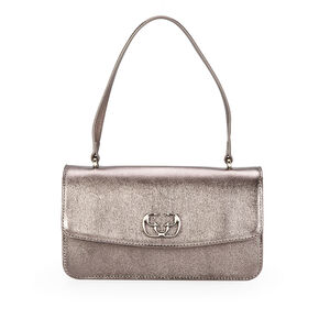 BOLSA SHOULDER BAG COURO CINZA PEWTER