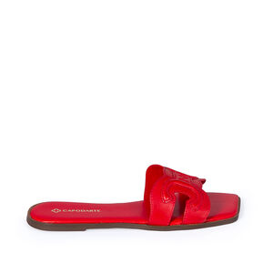 CHINELO RASTEIRO VERMELHO RUBI DE COURO