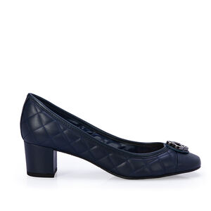 SCARPIN SALTO BAIXO MARINHO AZZURRO DE COURO MATELASSÊ