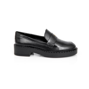 LOAFER MOCASSIM PRETO DE COURO SALTO BAIXO