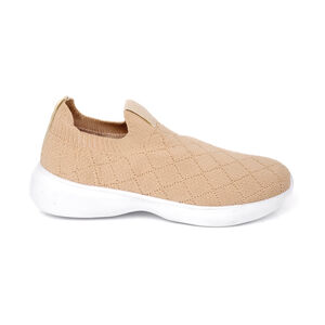TÊNIS SLIP ON KNIT MATELASSÊ BEGE RÁFIA FEMININO