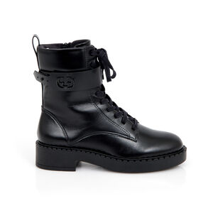 BOTA COTURNO PRETA DE COURO