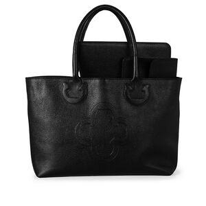 BOLSA SHOPPER PRETA DE COURO  + PORTA NOTEBOOK 13 POLEGADAS