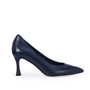 SCARPIN SALTO FLARE MARINHO AZZURRO DE COURO