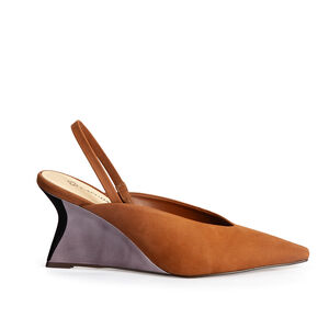 SCARPIN SALTO ANABELA COURO NOBUCK CARAMELO