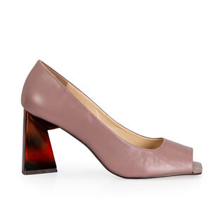 PEEP TOE ROSE COURO NOBUCK SALTO ALTO