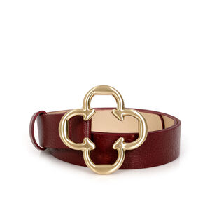 CINTO FEMININO DE COURO BORDÔ MONOGRAMA