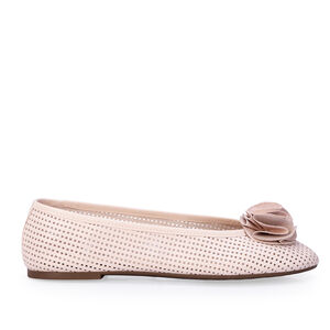 SAPATILHA ROSA PE&Ocirc;NIA DE COURO VAZADO