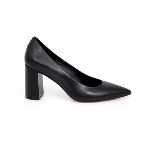 SCARPIN SALTO BLOCO PRETO DE COURO