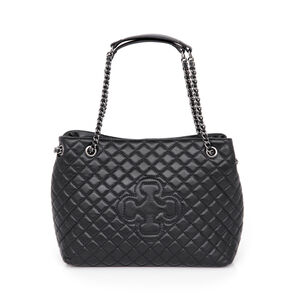BOLSA MÉDIA PRETA DE COURO MATELASSÊ CARINA