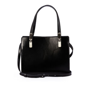 BOLSA TIRACOLO PRETA DE COURO TOTE