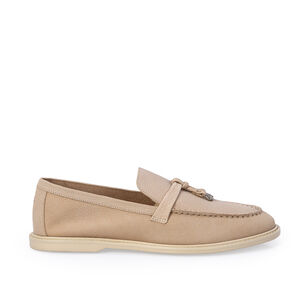 LOAFER MOCASSIM NUDE SEDA DE COURO NOBUCK